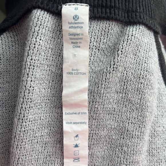 Lululemon Ribbon Detail‎ Full Zip Black Cotton Collared Popcorn Jacket Sweater - Picture 8 of 9